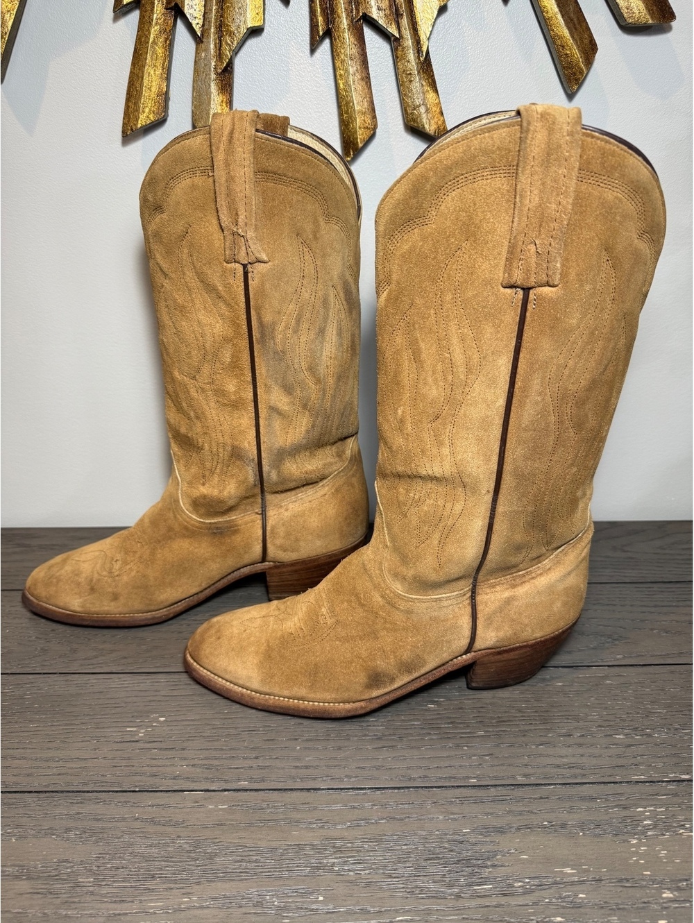 Frye Tan Suede Cowboy Boots